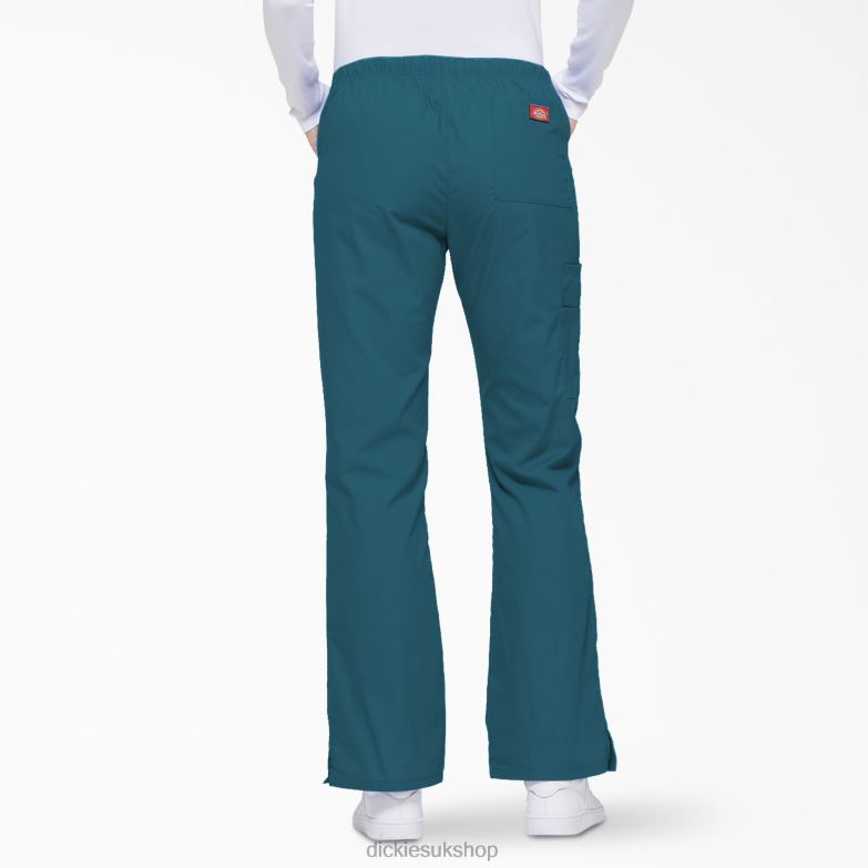 EDS Signature Flare Leg Cargo Scrub Pants Women Dickies Caribbean Blue (CRB) 88T842521 Apparel