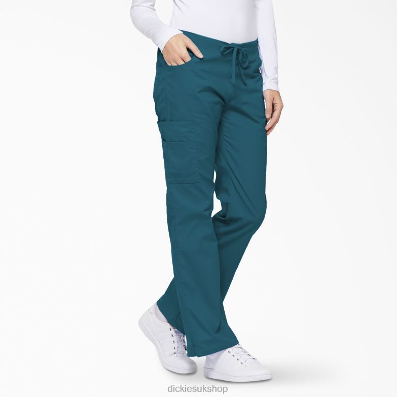 EDS Signature Flare Leg Cargo Scrub Pants Women Dickies Caribbean Blue (CRB) 88T842521 Apparel