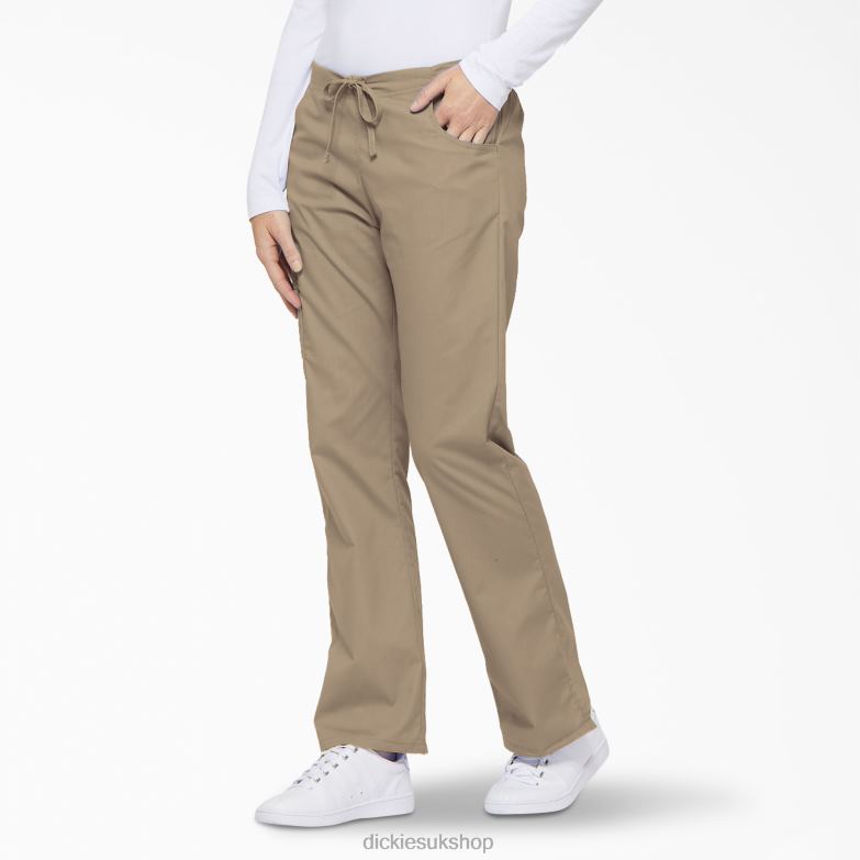 EDS Signature Flare Leg Cargo Scrub Pants Women Dickies Khaki (KHA) 88T842530 Apparel