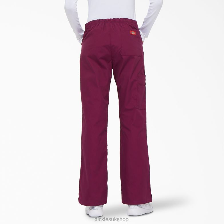 EDS Signature Flare Leg Cargo Scrub Pants Women Dickies Wine (WIN) 88T842535 Apparel