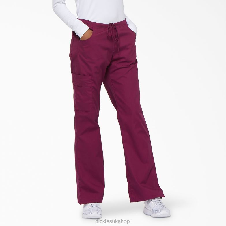EDS Signature Flare Leg Cargo Scrub Pants Women Dickies Wine (WIN) 88T842535 Apparel