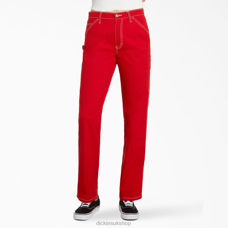 Juniors\' Relaxed Fit Carpenter Pants Kids Dickies Red (RD) 88T841883 Apparel