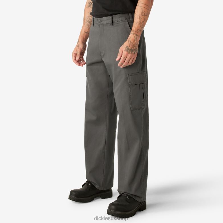 Loose Fit Cargo Pants Men Dickies Rinsed Charcoal Gray (RCH) 88T8481 Apparel