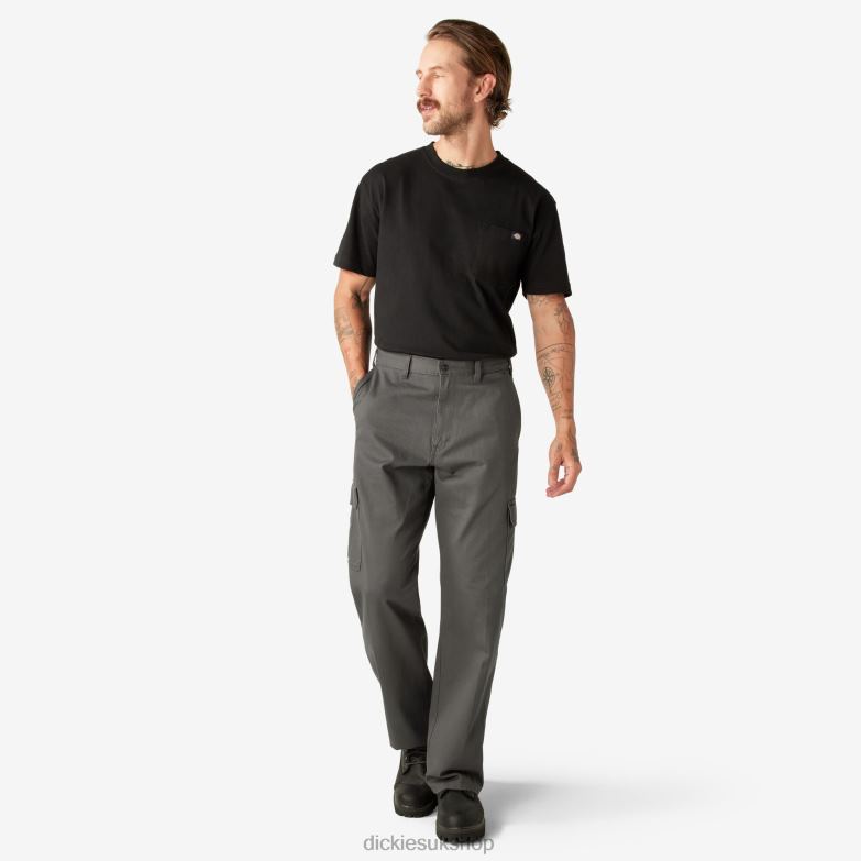 Loose Fit Cargo Pants Men Dickies Rinsed Charcoal Gray (RCH) 88T8481 Apparel