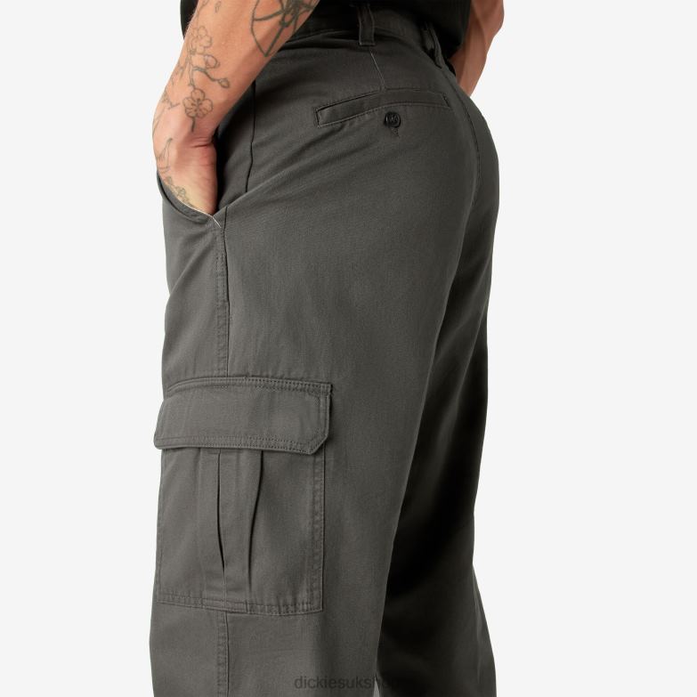 Loose Fit Cargo Pants Men Dickies Rinsed Charcoal Gray (RCH) 88T8481 Apparel