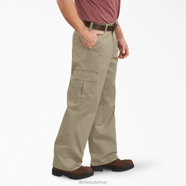 Loose Fit Cargo Pants Men Dickies Rinsed Khaki (RKH) 88T8483 Apparel
