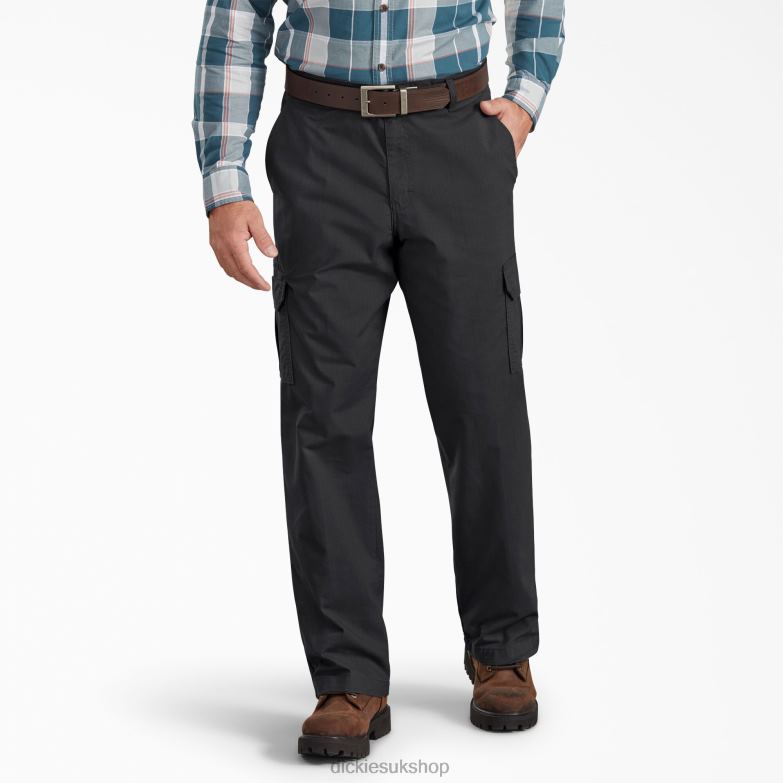 Regular Fit Ripstop Cargo Pants Men Dickies Rinsed Black (RBK) 88T84269 Apparel