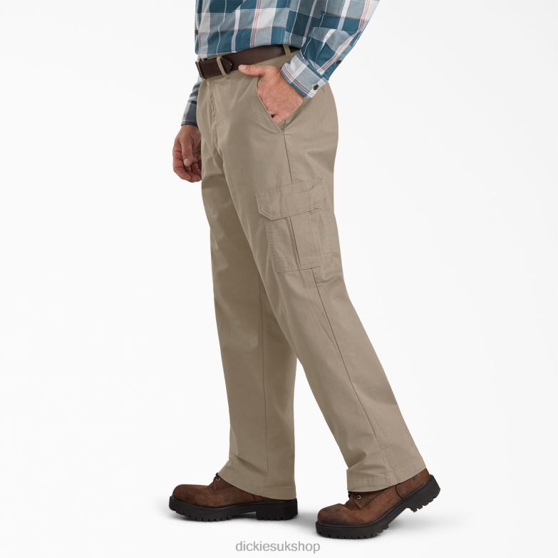 Regular Fit Ripstop Cargo Pants Men Dickies Rinsed Desert Sand (RDS) 88T84270 Apparel