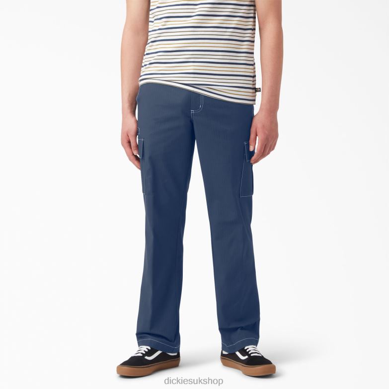 Skateboarding Ripstop Cargo Pants Men Dickies Ink Navy/White Stitching (I2W) 88T84306 Apparel