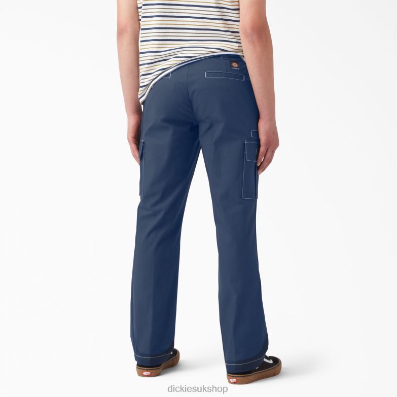 Skateboarding Ripstop Cargo Pants Men Dickies Ink Navy/White Stitching (I2W) 88T84306 Apparel