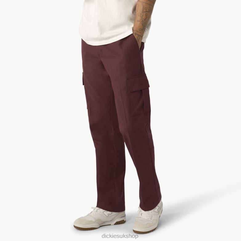 Twill Cargo Pants Men Dickies Wine/Contrast Stitching (CSW) 88T84316 Apparel