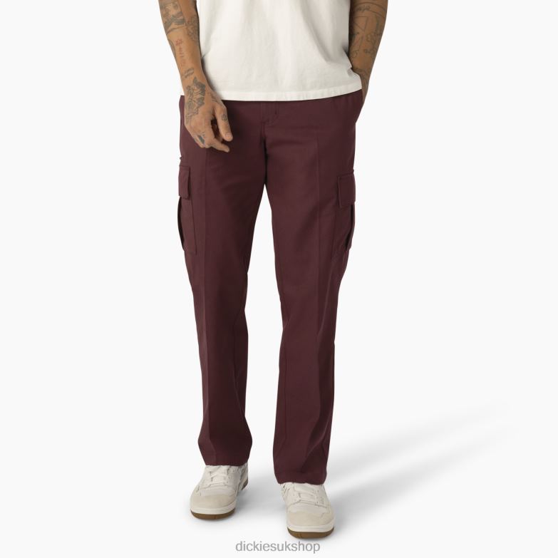 Twill Cargo Pants Men Dickies Wine/Contrast Stitching (CSW) 88T84316 Apparel