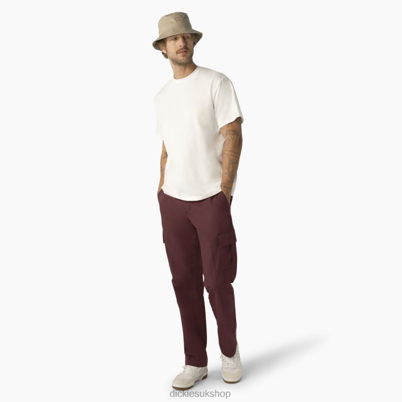 Twill Cargo Pants Men Dickies Wine/Contrast Stitching (CSW) 88T84316 Apparel