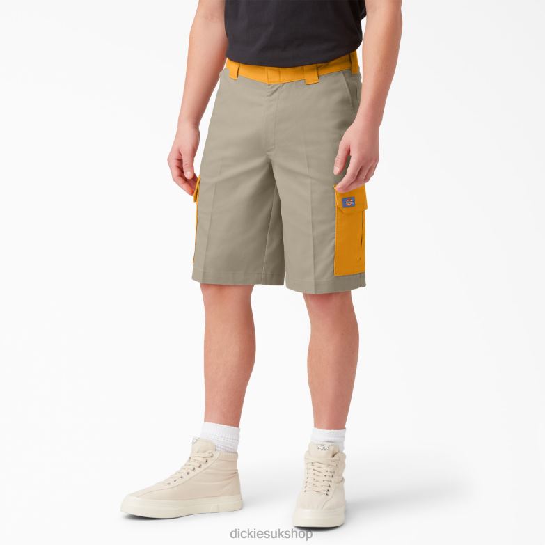 Mixed Media Cargo Shorts 11\" Men Dickies Desert Sand/Radiant Yellow (CBO) 88T84461 Apparel