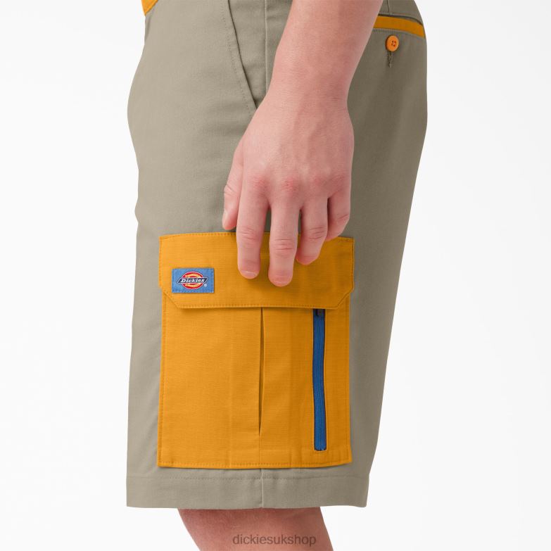 Mixed Media Cargo Shorts 11\" Men Dickies Desert Sand/Radiant Yellow (CBO) 88T84461 Apparel