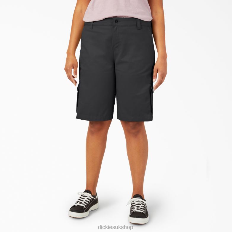 Plus Relaxed Fit Cargo Shorts 11" Women Dickies Black (BK) 88T842229 Apparel
