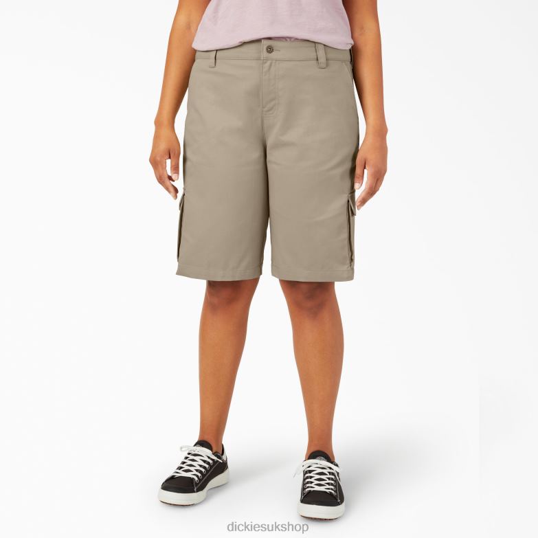 Plus Relaxed Fit Cargo Shorts 11" Women Dickies Desert Sand (DS) 88T842230 Apparel