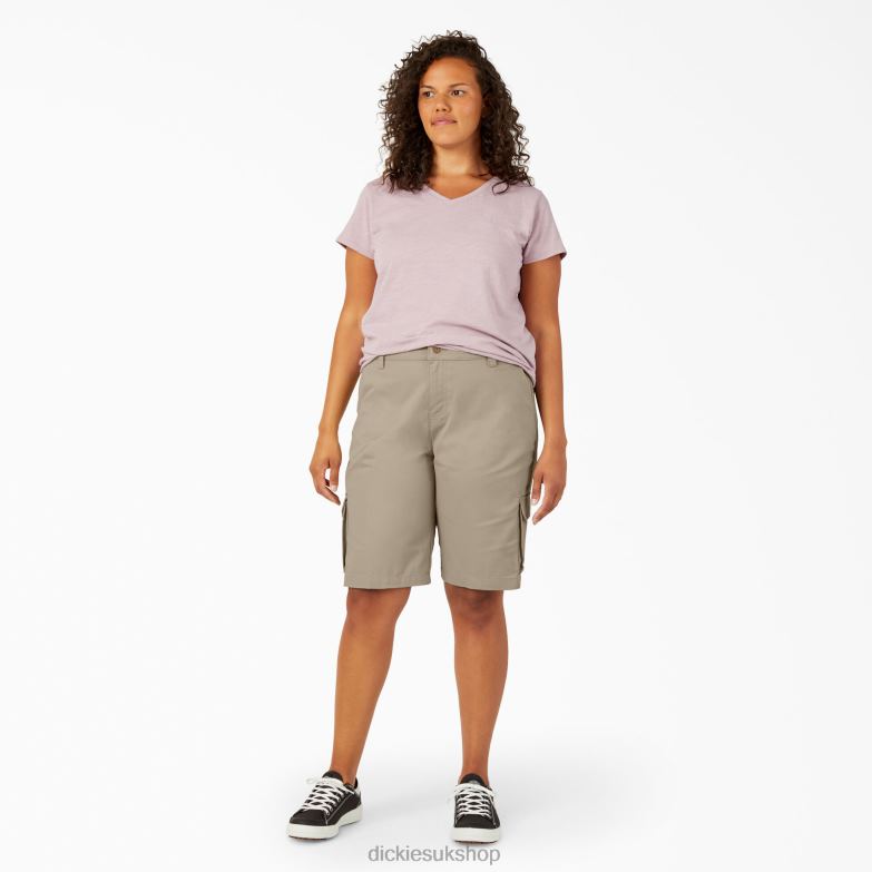 Plus Relaxed Fit Cargo Shorts 11\" Women Dickies Desert Sand (DS) 88T842230 Apparel
