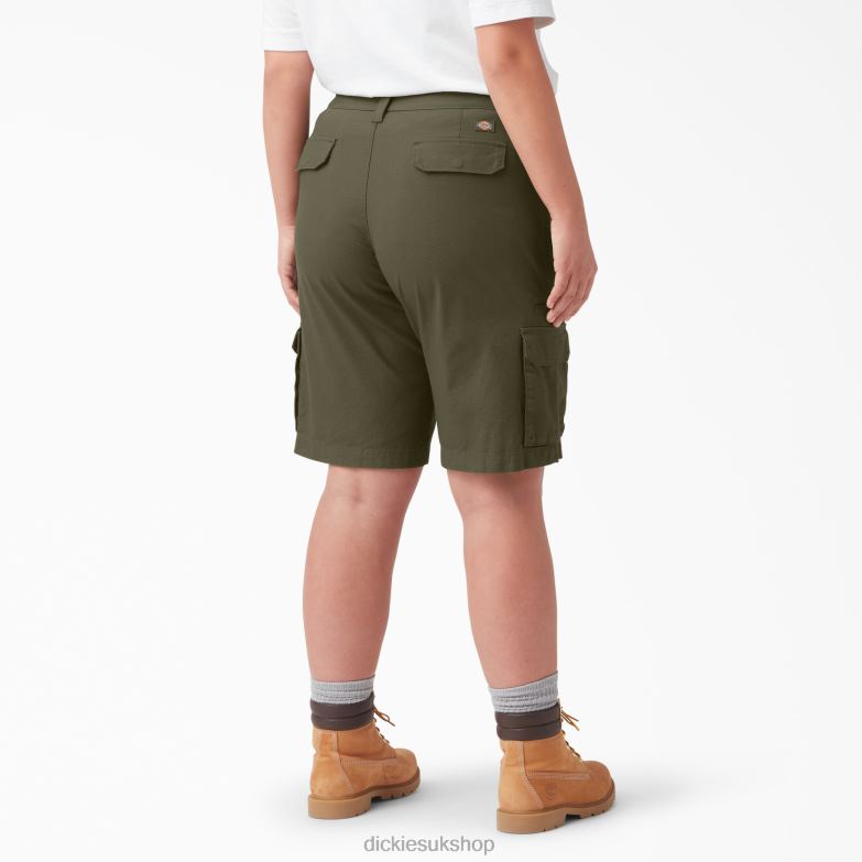 Plus Ripstop Cargo Shorts 9\" Women Dickies Military Green (ML) 88T842265 Apparel