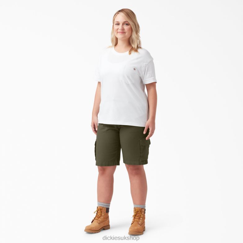 Plus Ripstop Cargo Shorts 9\" Women Dickies Military Green (ML) 88T842265 Apparel