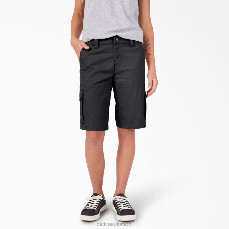 Relaxed Fit Cargo Shorts 11" Women Dickies Black (BK) 88T842225 Apparel