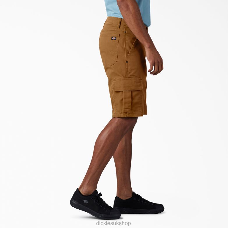 Relaxed Fit Duck Cargo Shorts 11\" Men Dickies Stonewashed Brown Duck (SBD) 88T84439 Apparel