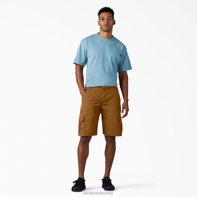 Relaxed Fit Duck Cargo Shorts 11\" Men Dickies Stonewashed Brown Duck (SBD) 88T84439 Apparel