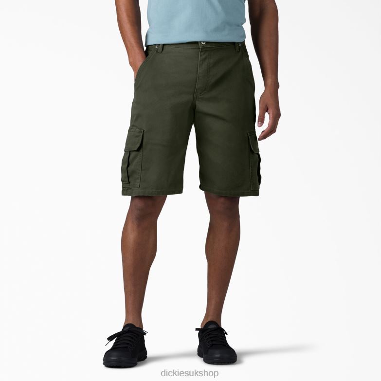 Relaxed Fit Duck Cargo Shorts 11" Men Dickies Stonewashed Olive Green (SOG) 88T84440 Apparel