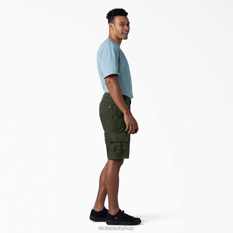 Relaxed Fit Duck Cargo Shorts 11\" Men Dickies Stonewashed Olive Green (SOG) 88T84440 Apparel