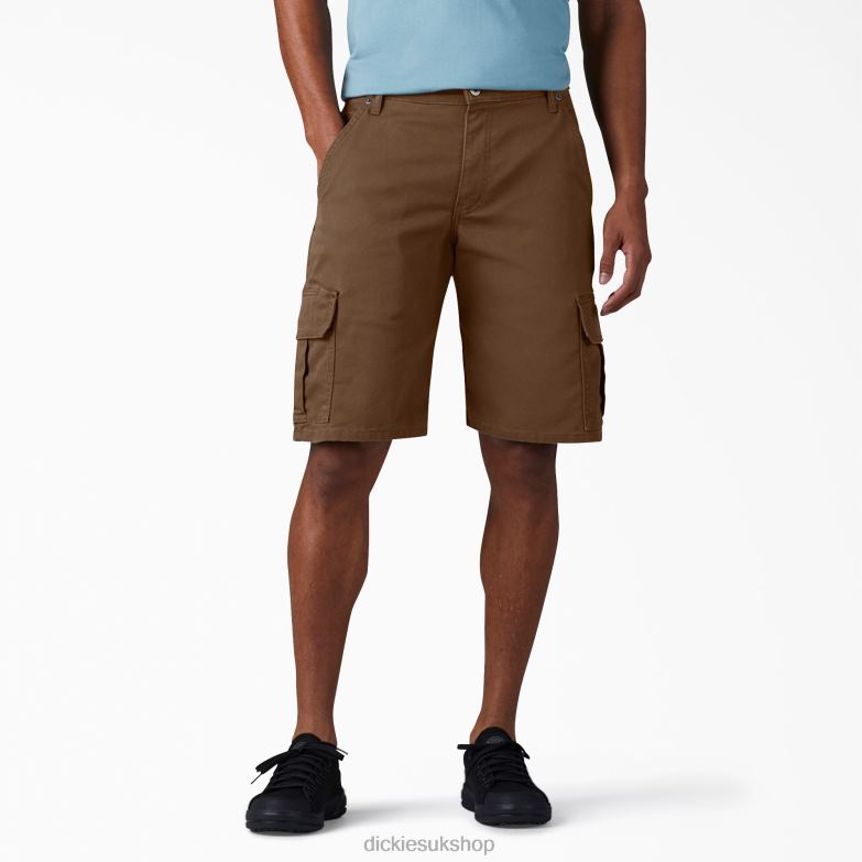 Relaxed Fit Duck Cargo Shorts 11" Men Dickies Stonewashed Timber Brown (STB) 88T84442 Apparel