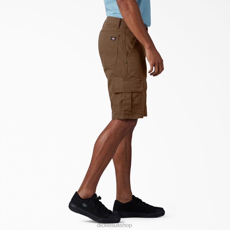 Relaxed Fit Duck Cargo Shorts 11\" Men Dickies Stonewashed Timber Brown (STB) 88T84442 Apparel
