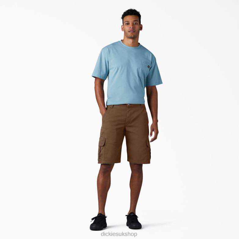 Relaxed Fit Duck Cargo Shorts 11\" Men Dickies Stonewashed Timber Brown (STB) 88T84442 Apparel