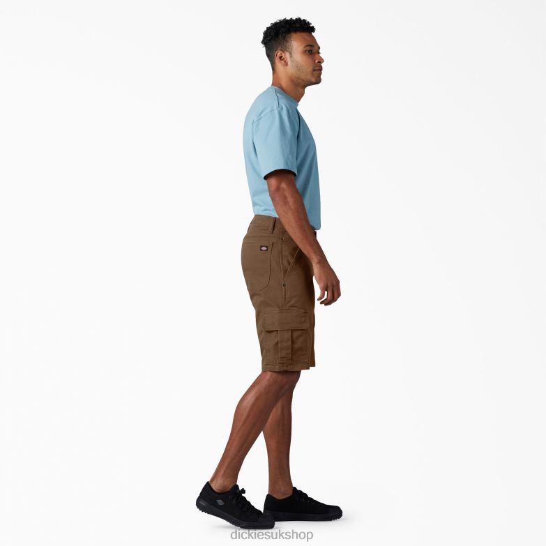 Relaxed Fit Duck Cargo Shorts 11\" Men Dickies Stonewashed Timber Brown (STB) 88T84442 Apparel