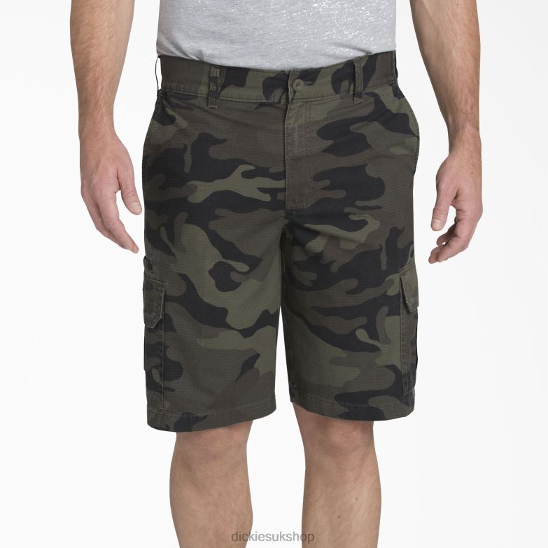 Relaxed Fit Ripstop Cargo Shorts 11" Men Dickies Moss Green/Black Camo (SMBC) 88T84433 Apparel