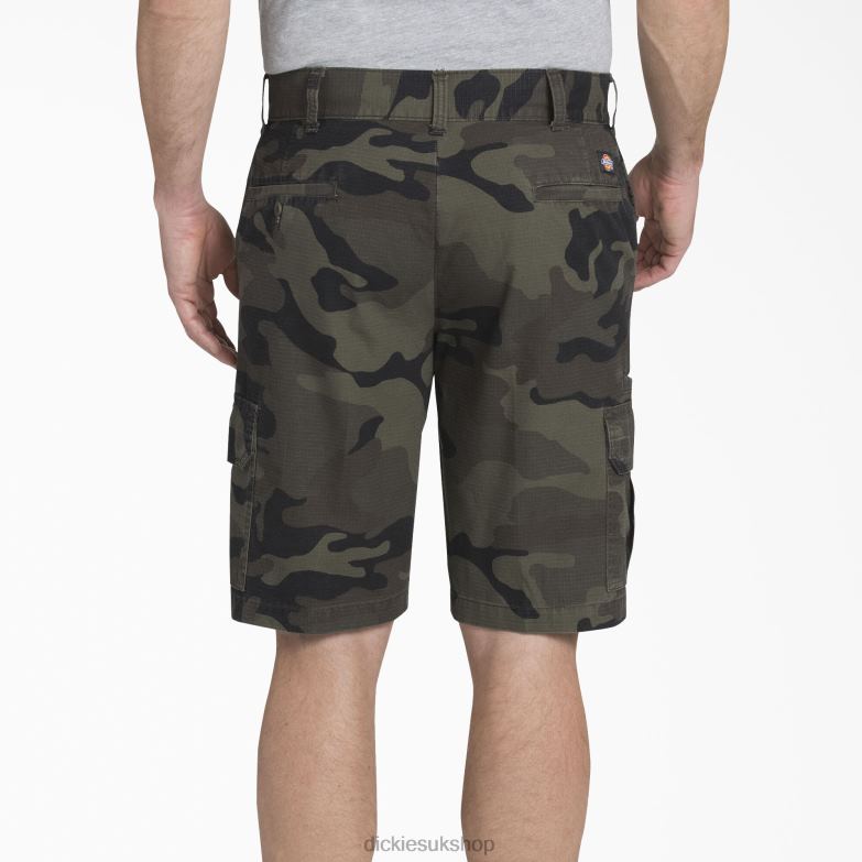 Relaxed Fit Ripstop Cargo Shorts 11\" Men Dickies Moss Green/Black Camo (SMBC) 88T84433 Apparel