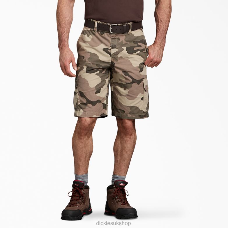 Relaxed Fit Ripstop Cargo Shorts 11" Men Dickies Pebble Brown/Black Camo (SBOC) 88T84432 Apparel