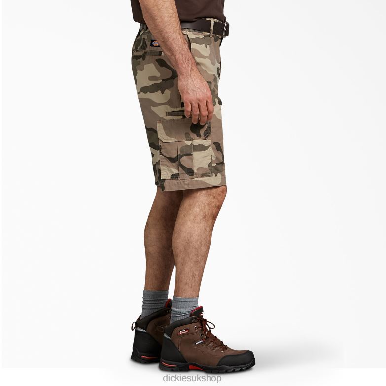 Relaxed Fit Ripstop Cargo Shorts 11\" Men Dickies Pebble Brown/Black Camo (SBOC) 88T84432 Apparel