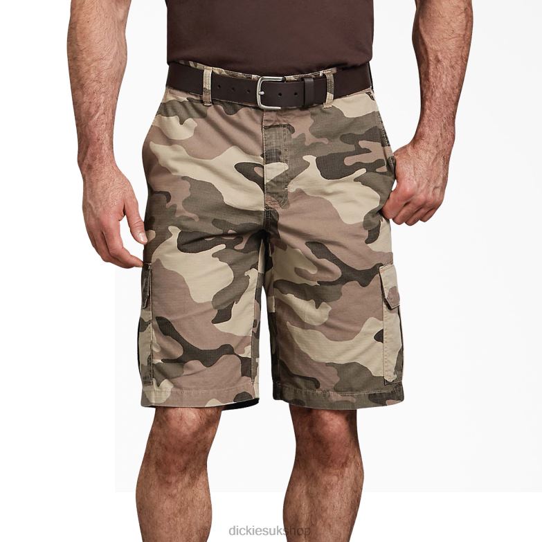 Relaxed Fit Ripstop Cargo Shorts 11\" Men Dickies Pebble Brown/Black Camo (SBOC) 88T84432 Apparel