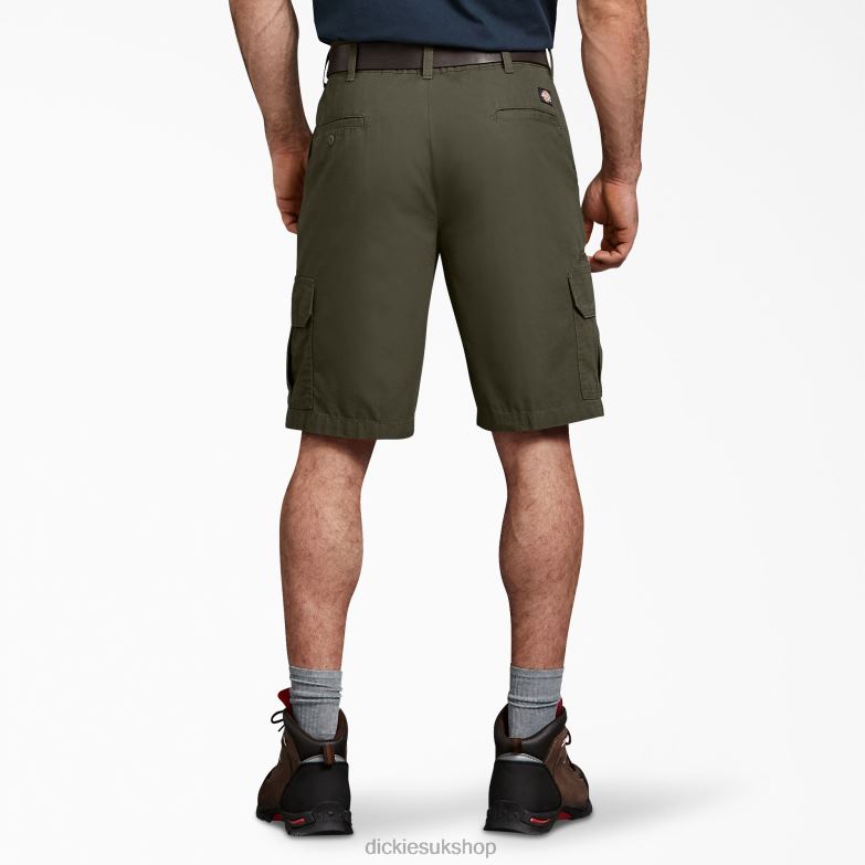 Relaxed Fit Ripstop Cargo Shorts 11\" Men Dickies Rinsed Moss Green (RMS) 88T84431 Apparel