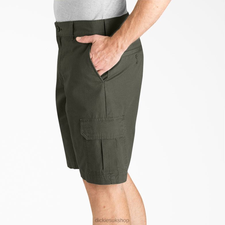 Relaxed Fit Ripstop Cargo Shorts 11\" Men Dickies Rinsed Moss Green (RMS) 88T84431 Apparel