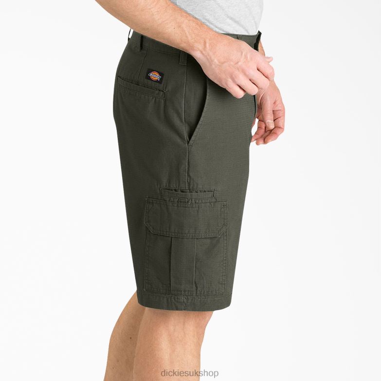 Relaxed Fit Ripstop Cargo Shorts 11\" Men Dickies Rinsed Moss Green (RMS) 88T84431 Apparel