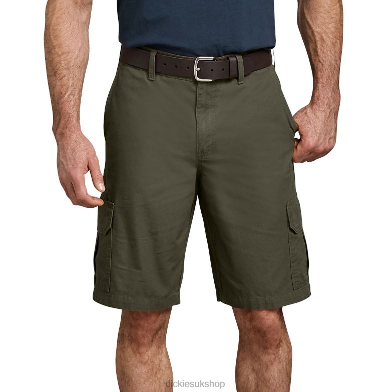 Relaxed Fit Ripstop Cargo Shorts 11\" Men Dickies Rinsed Moss Green (RMS) 88T84431 Apparel