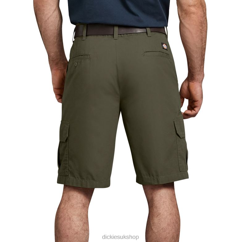Relaxed Fit Ripstop Cargo Shorts 11\" Men Dickies Rinsed Moss Green (RMS) 88T84431 Apparel