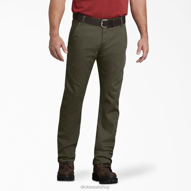 Regular Fit Duck Carpenter Pants Men Dickies Stonewashed Moss Green (SMS) 88T8496 Apparel