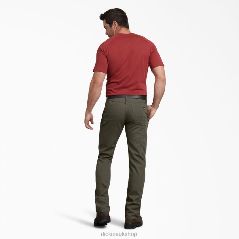 Regular Fit Duck Carpenter Pants Men Dickies Stonewashed Moss Green (SMS) 88T8496 Apparel