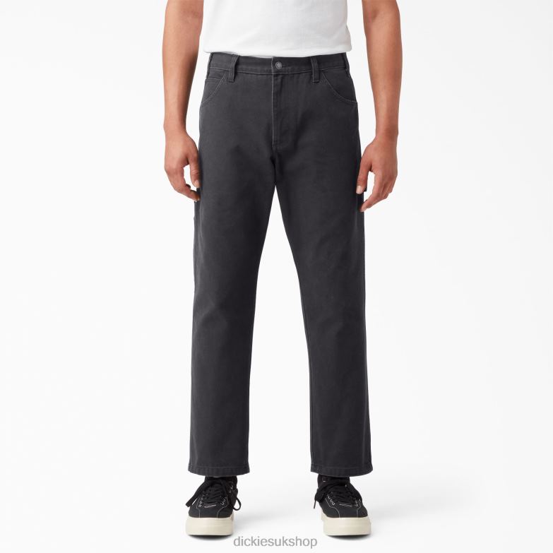 Regular Fit Stonewashed Duck Carpenter Pants Men Dickies Stonewashed Black (SBK) 88T84251 Apparel