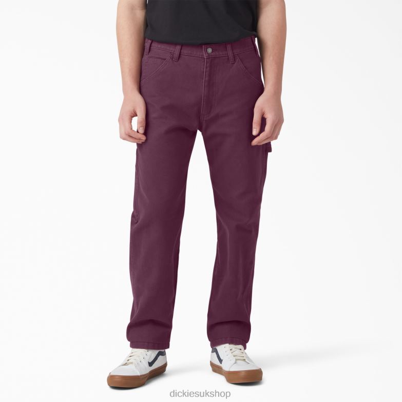 Regular Fit Stonewashed Duck Carpenter Pants Men Dickies Stonewashed Grape Wine (SRW) 88T84253 Apparel