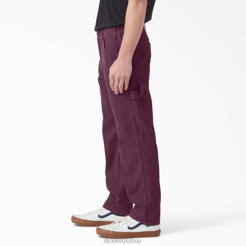 Regular Fit Stonewashed Duck Carpenter Pants Men Dickies Stonewashed Grape Wine (SRW) 88T84253 Apparel