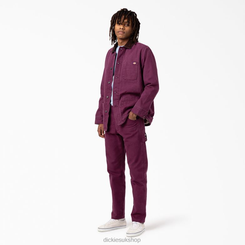 Regular Fit Stonewashed Duck Carpenter Pants Men Dickies Stonewashed Grape Wine (SRW) 88T84253 Apparel