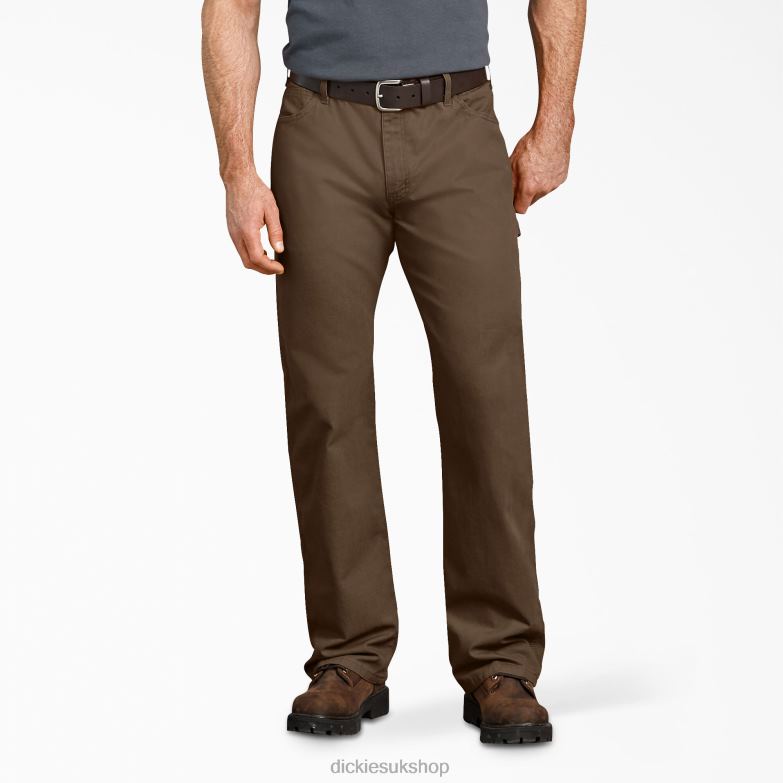 Relaxed Fit Duck Carpenter Pants Men Dickies Rinsed Timber Brown (RTB) 88T84240 Apparel